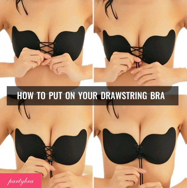 how to put on drawstring bra